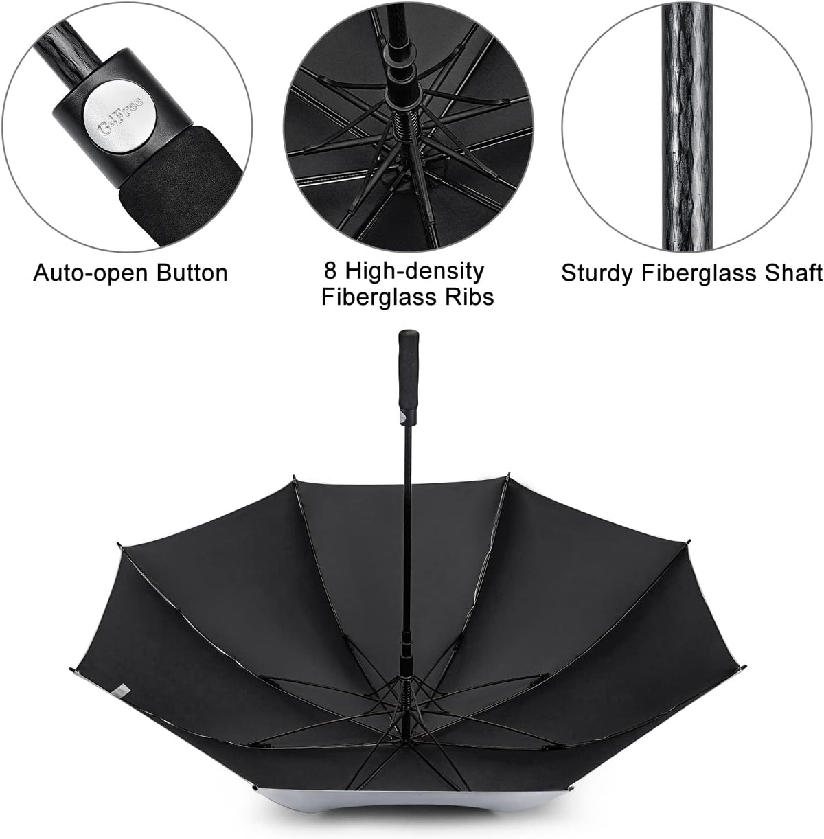 G4Free Activewear - G4Free 54/62 Inch Windproof UV Protection Extra Large Auto Stick Long Umbrella -TN21A012C-TN23A187C-TN21A012A-TN23A187A-TN21A012B