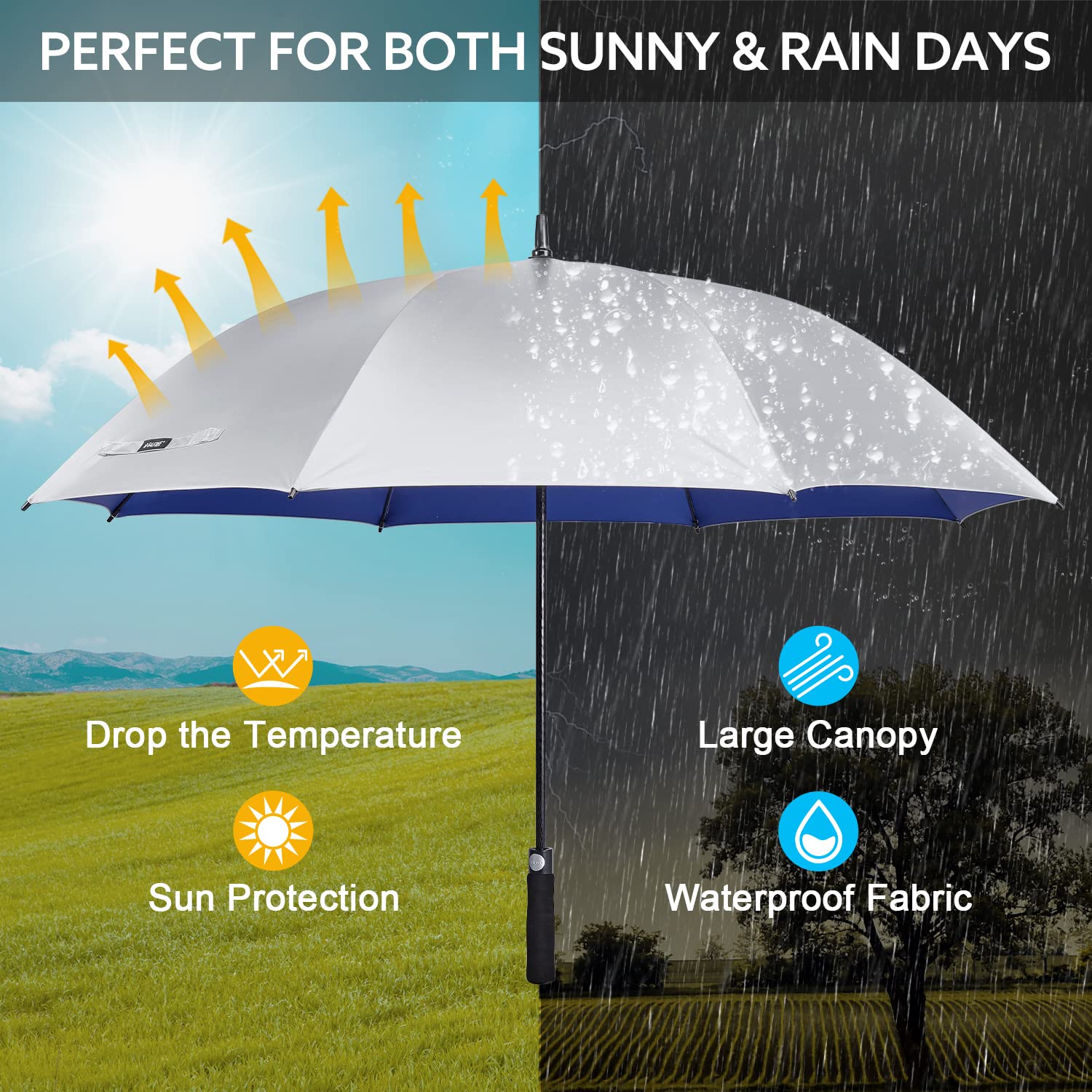 G4Free Activewear - G4Free 54/62 Inch Windproof UV Protection Golf Umbrella -TN23A187B-TN23A187A-TN23A187D-TN23A187C