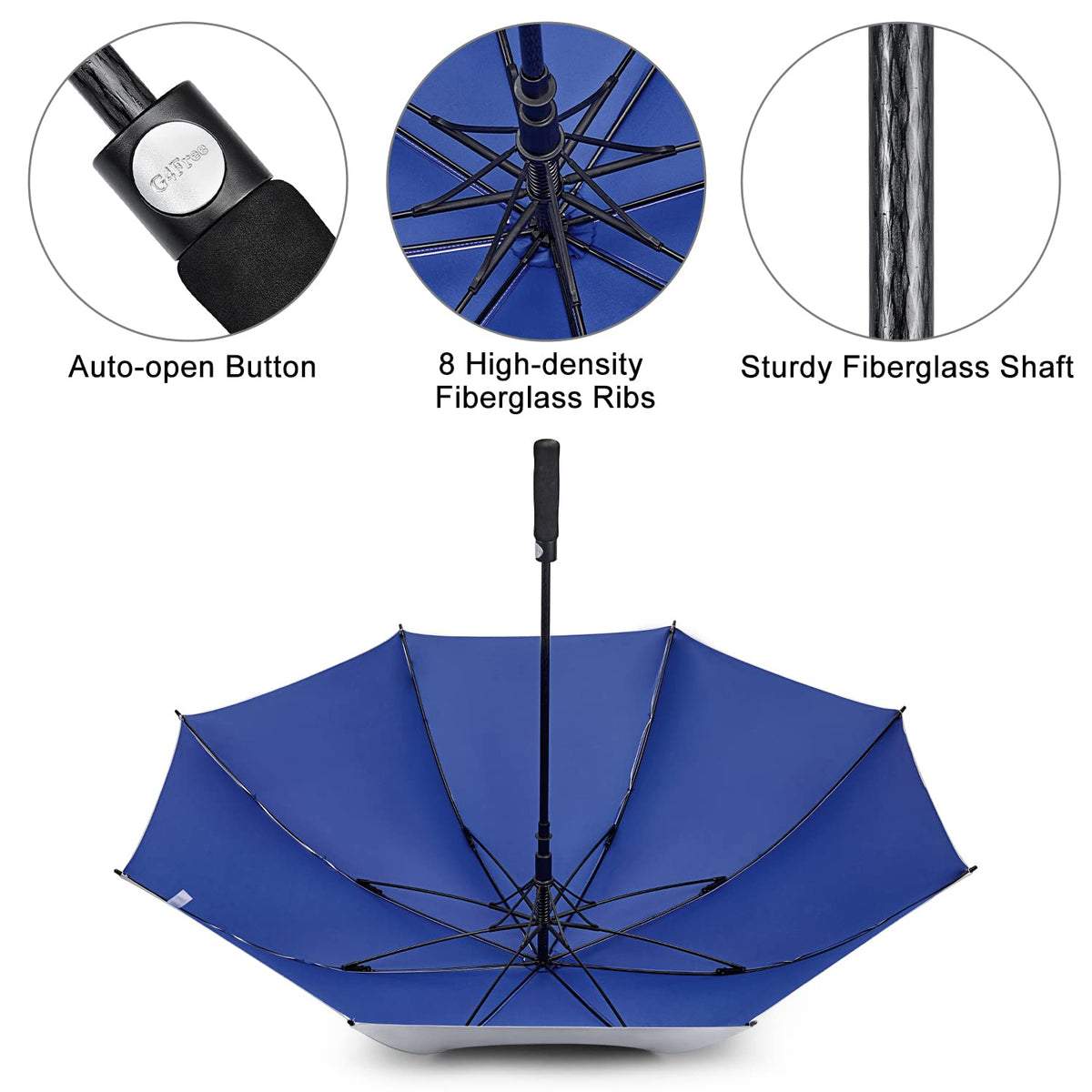 G4Free Activewear - G4Free 54/62 Inch Windproof UV Protection Golf Umbrella -TN23A187B-TN23A187A-TN23A187D-TN23A187C