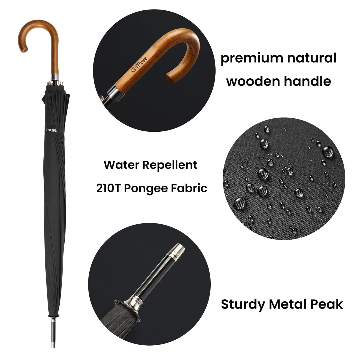 G4Free Activewear - G4Free 54 Inch 16 Ribs Large Windproof Umbrella for 2 Persons -NT22A136A-NT22A136B-NT22A136C