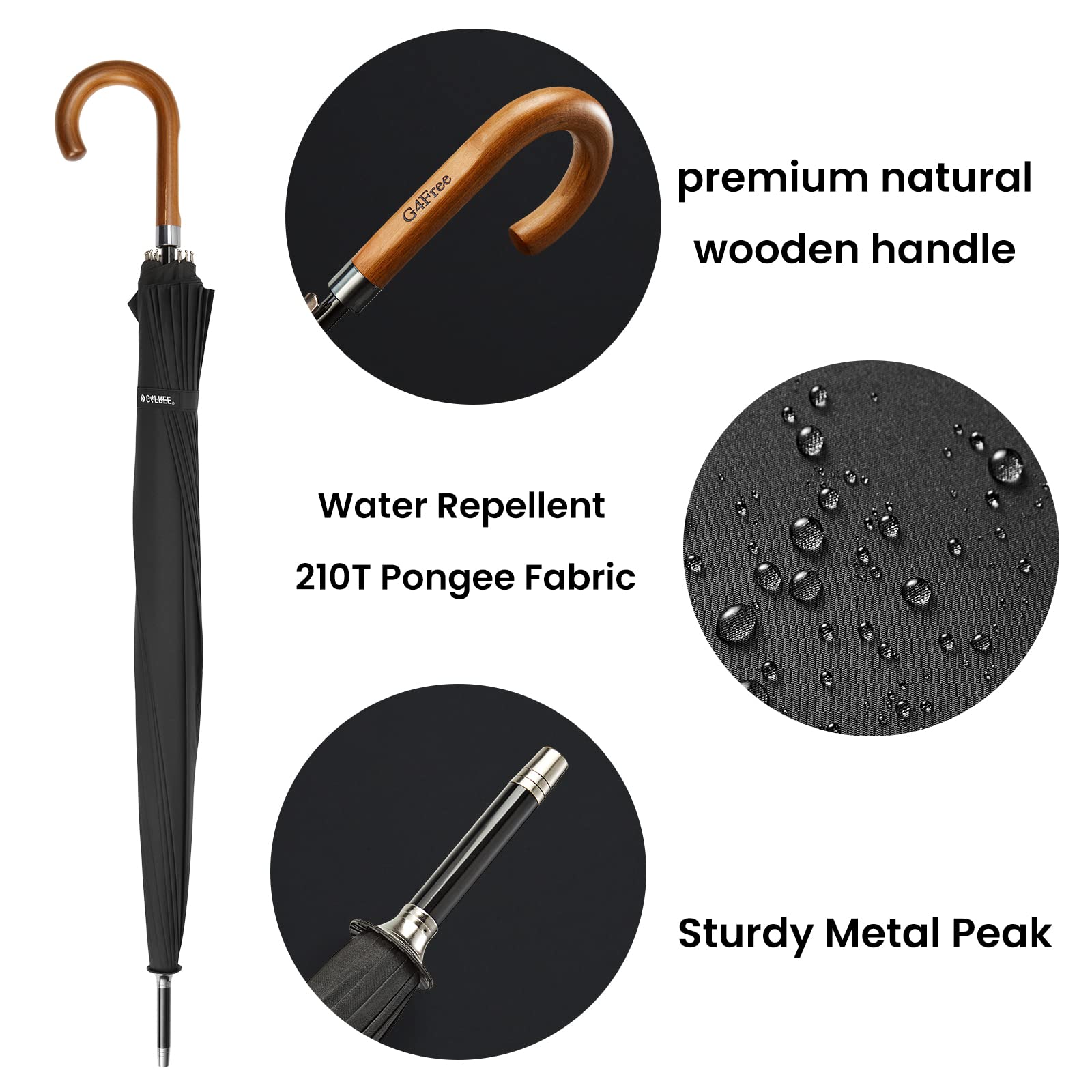 G4Free Activewear - G4Free 54 Inch 16 Ribs Large Windproof Umbrella for 2 Persons -NT22A136A-NT22A136B-NT22A136C