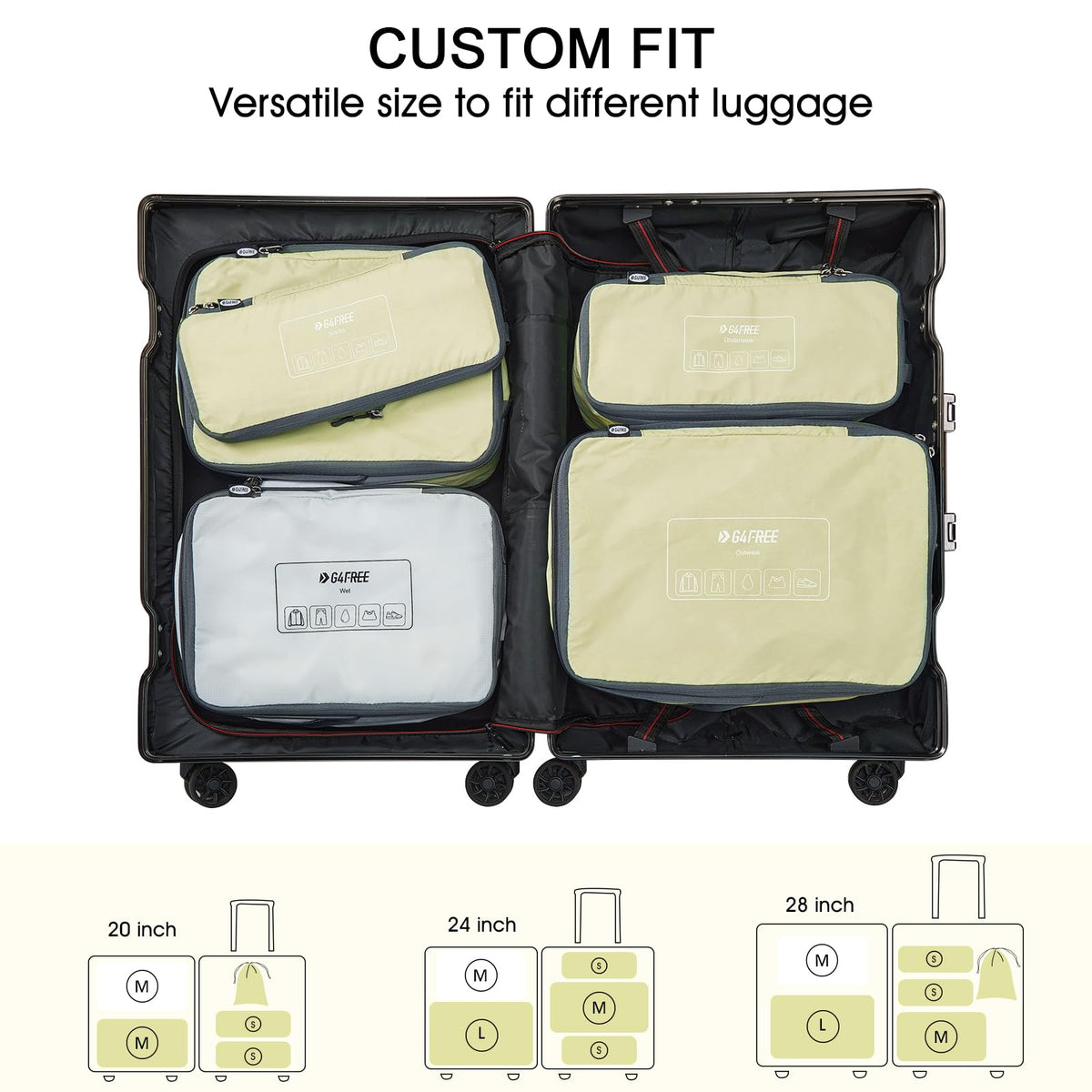G4Free Activewear - G4Free 6 Set Compression Packing Cube -TN23B210A-TN23B210D-TN23B210C-TN23B210B
