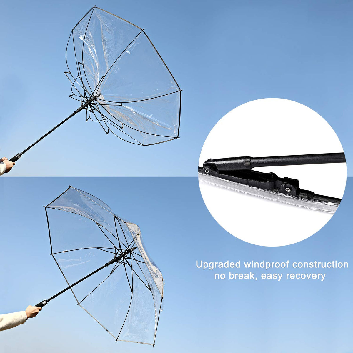 G4Free Activewear - G4Free 62 Inch Clear Golf Umbrella Transparent Auto Open Large Stick Umbrella -D02V733A-D02V723A