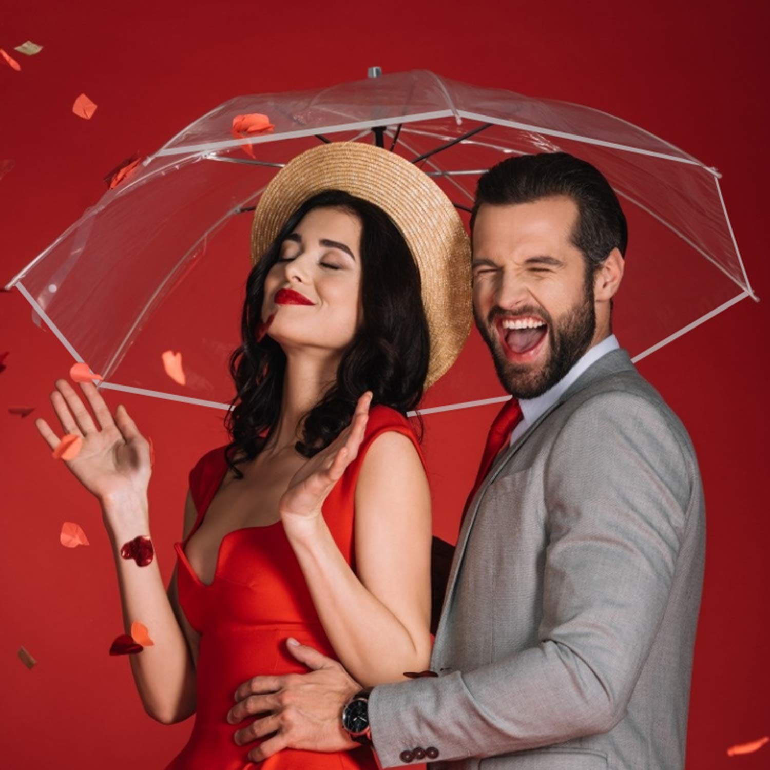 G4Free Activewear - G4Free 62 Inch Clear Golf Umbrella Transparent Auto Open Large Stick Umbrella -D02V733A-D02V723A