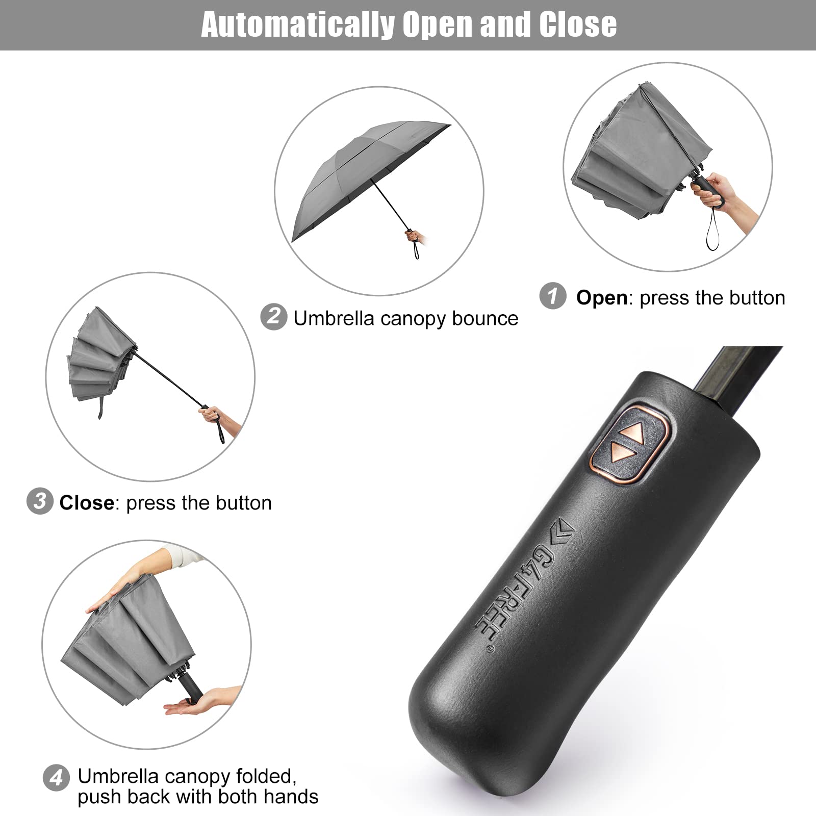 G4Free Activewear - G4Free 62 Inch Large 10 Ribs Compact Reverse Windproof Umbrella -TN22A110A-TN22A110B-TN22A110C-TN22A110D