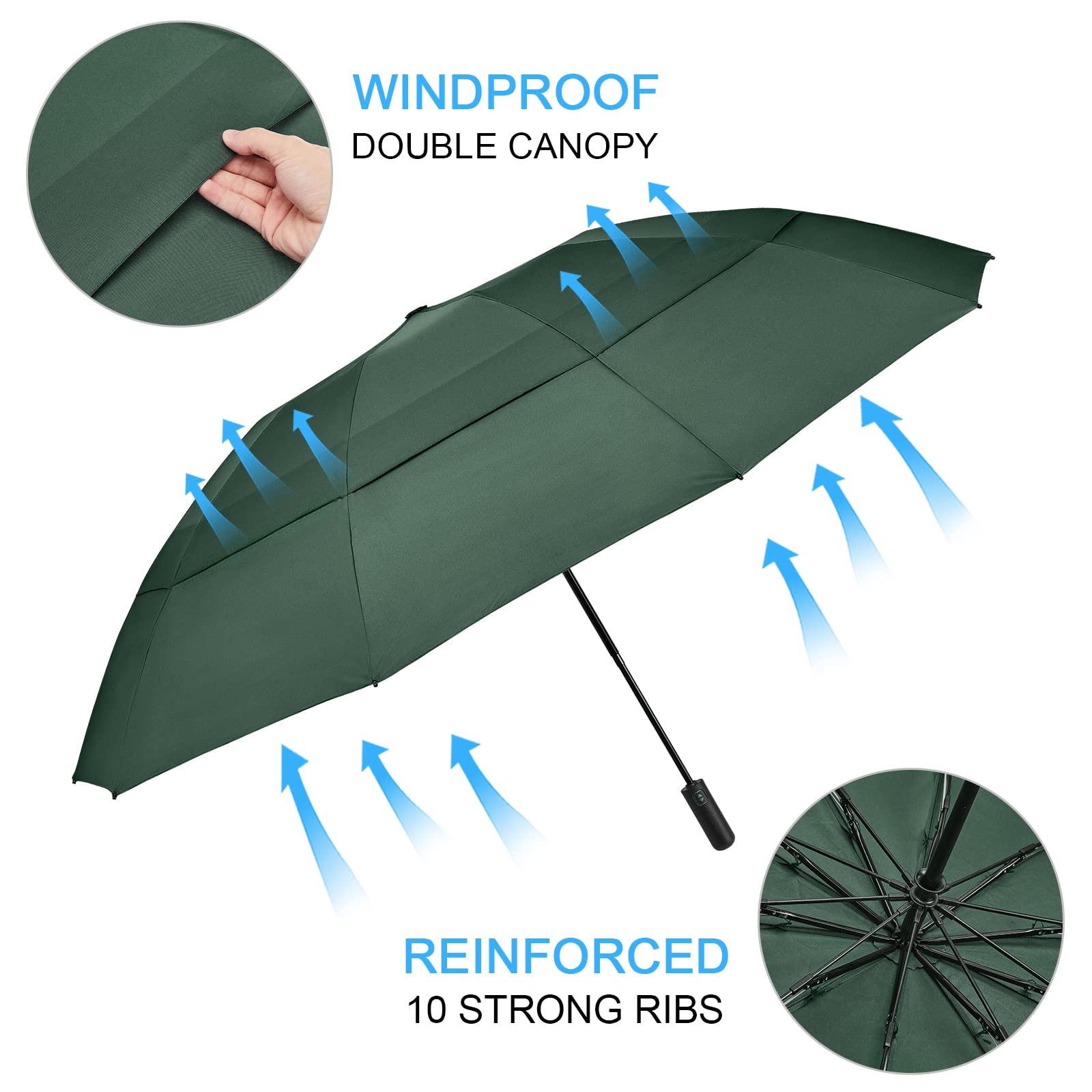 G4Free Activewear - G4Free 62 Inch Large 10 Ribs Compact Reverse Windproof Umbrella -TN22A110A-TN22A110B-TN22A110C-TN22A110D