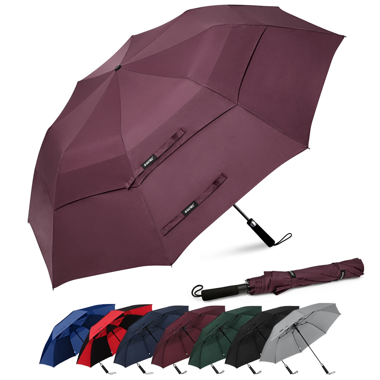 G4Free Activewear - G4Free 62 Inch Portable Automatic Open Oversize Vented Double Canopy Umbrellas -D02V684A-D02V684M-D02V684B-D02V684E-D02V684D
