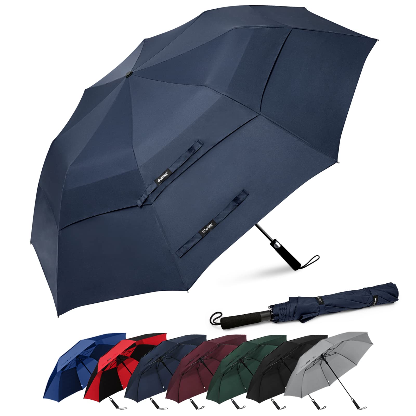 G4Free Activewear - G4Free 62 Inch Portable Automatic Open Oversize Vented Double Canopy Umbrellas -D02V684A-D02V684M-D02V684B-D02V684E-D02V684D