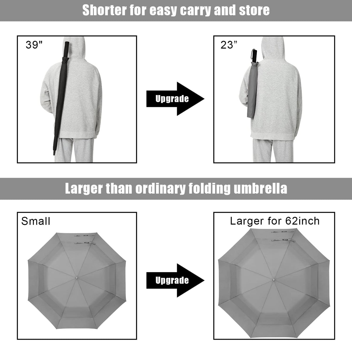 G4Free Activewear - G4Free 62 Inch Portable Automatic Open Oversize Vented Double Canopy Umbrellas -D02V684A-D02V684M-D02V684B-D02V684E-D02V684D