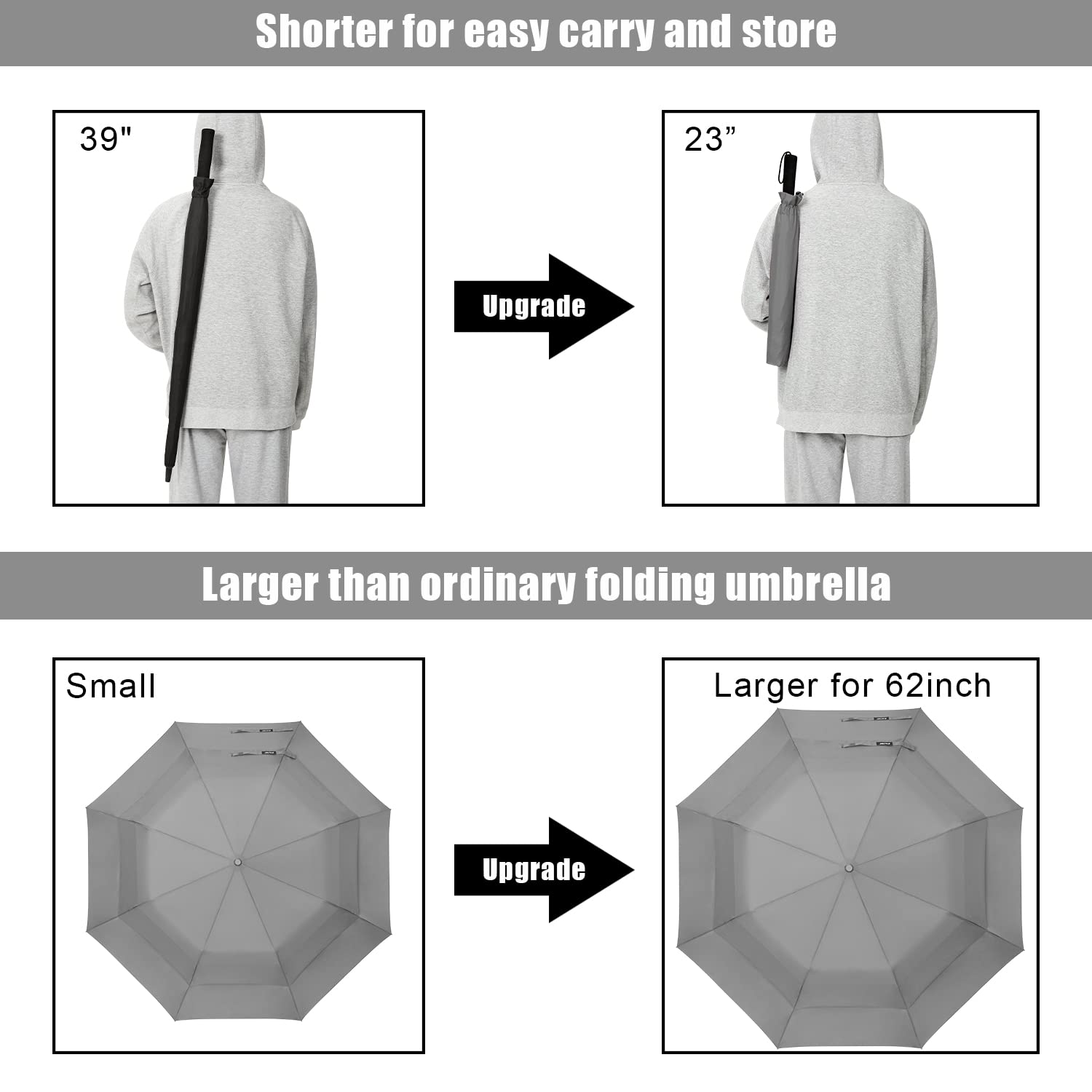 G4Free Activewear - G4Free 62 Inch Portable Automatic Open Oversize Vented Double Canopy Umbrellas -D02V684A-D02V684M-D02V684B-D02V684E-D02V684D