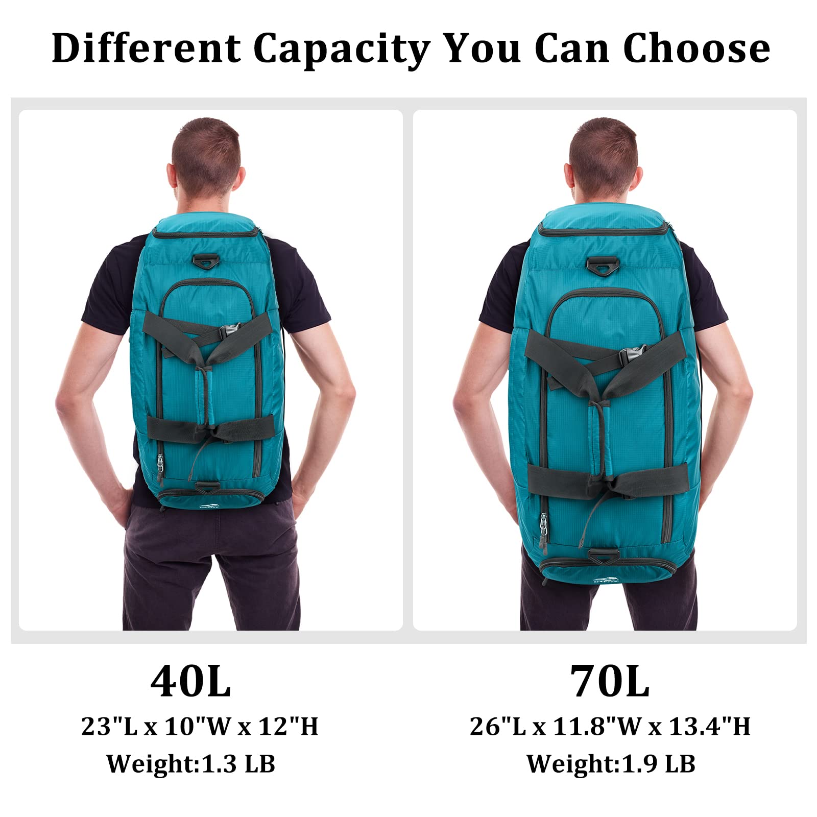 G4Free Activewear - G4Free 70L Large 3-Way Duffle Backpack Gym Bag with Shoe Compartment -TN22B134C-TN22B134B-TN22B134A