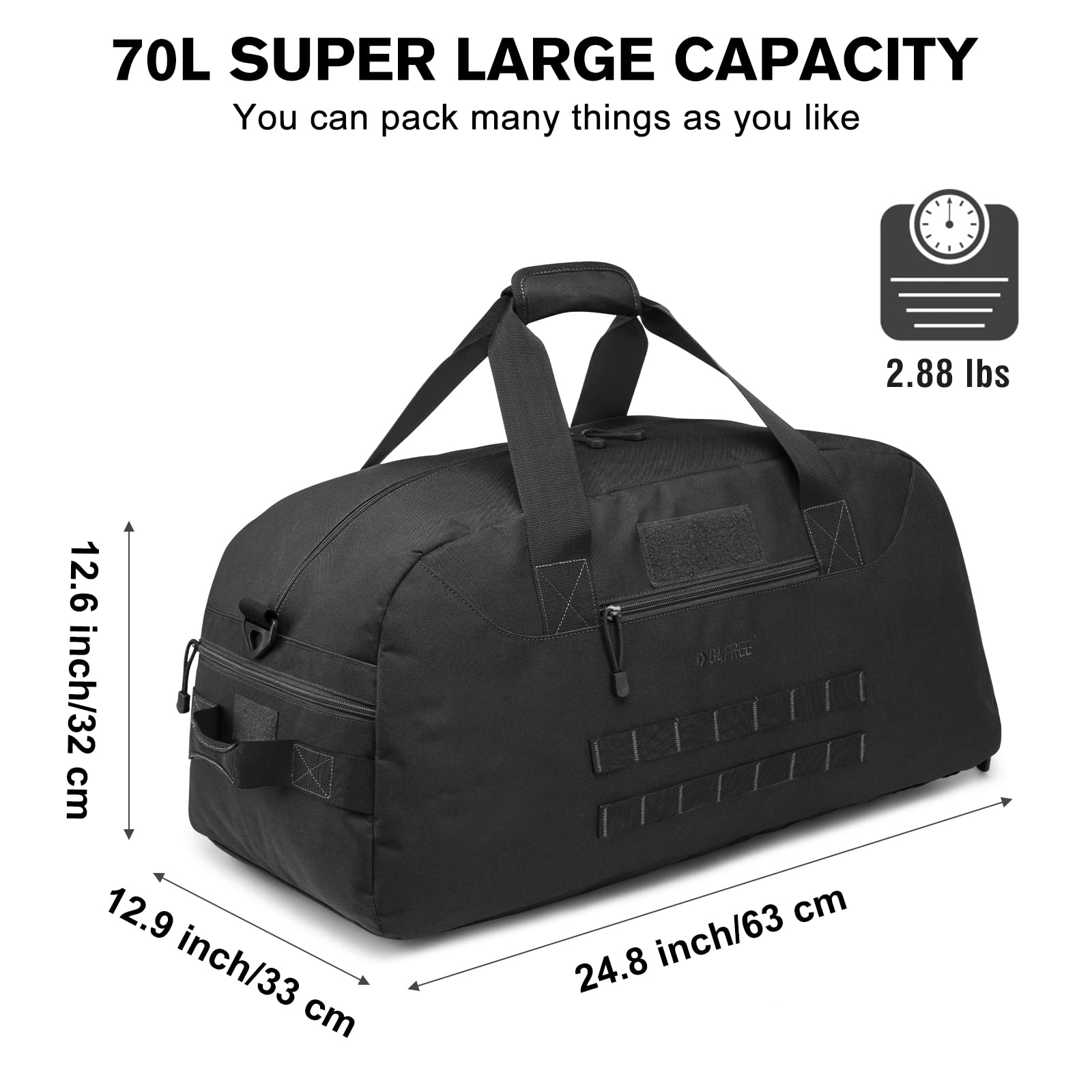 G4Free Activewear - G4Free 70L Large Duffle Bag Men Sports Gym Backpack -TN22B146B-TN22B146A