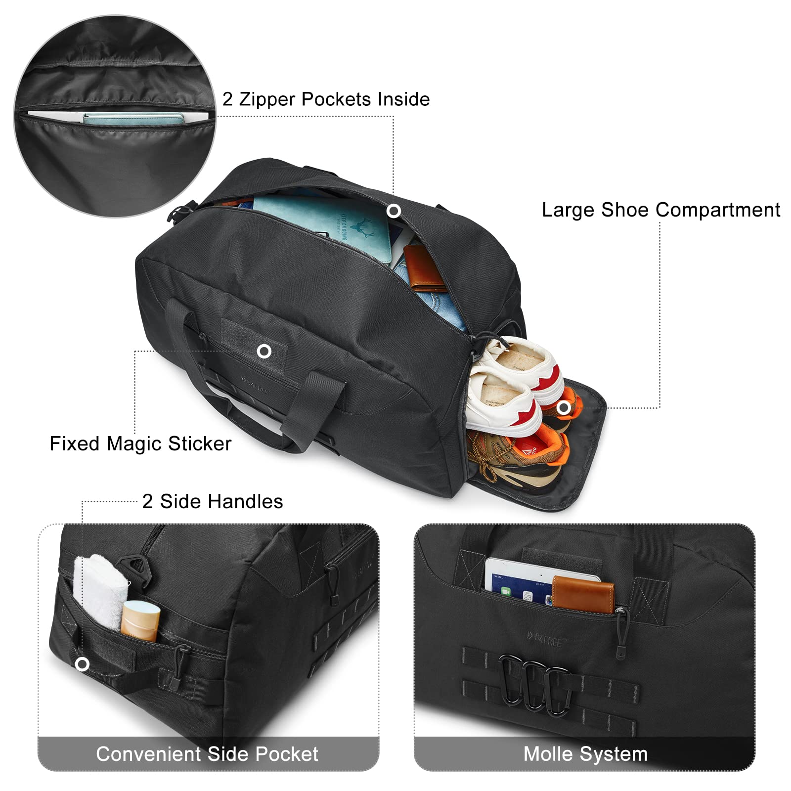 G4Free Activewear - G4Free 70L Large Duffle Bag Men Sports Gym Backpack -TN22B146B-TN22B146A