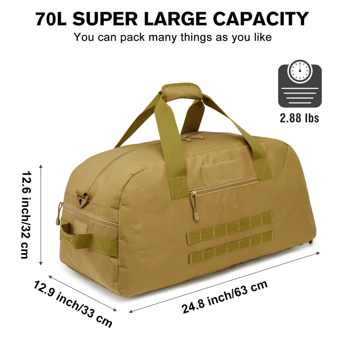 G4Free Activewear - G4Free 70L Large Duffle Bag Men Sports Gym Backpack -TN22B146B-TN22B146A