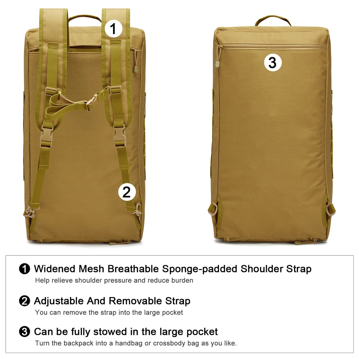 G4Free Activewear - G4Free 70L Large Duffle Bag Men Sports Gym Backpack -TN22B146B-TN22B146A