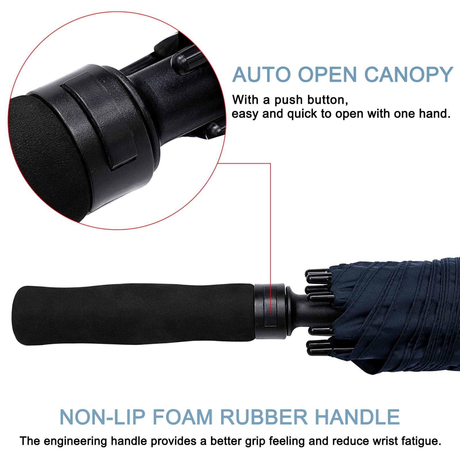 G4Free Activewear - G4Free 72 Inch Huge Double Canopy Vented Windproof Stick Umbrellas -D02V716A-D02V716C-D02V716B