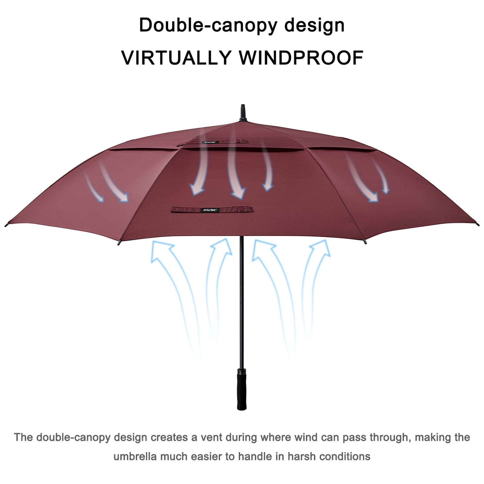 G4Free Activewear - G4Free 72 Inch Huge Double Canopy Vented Windproof Stick Umbrellas -D02V716A-D02V716C-D02V716B