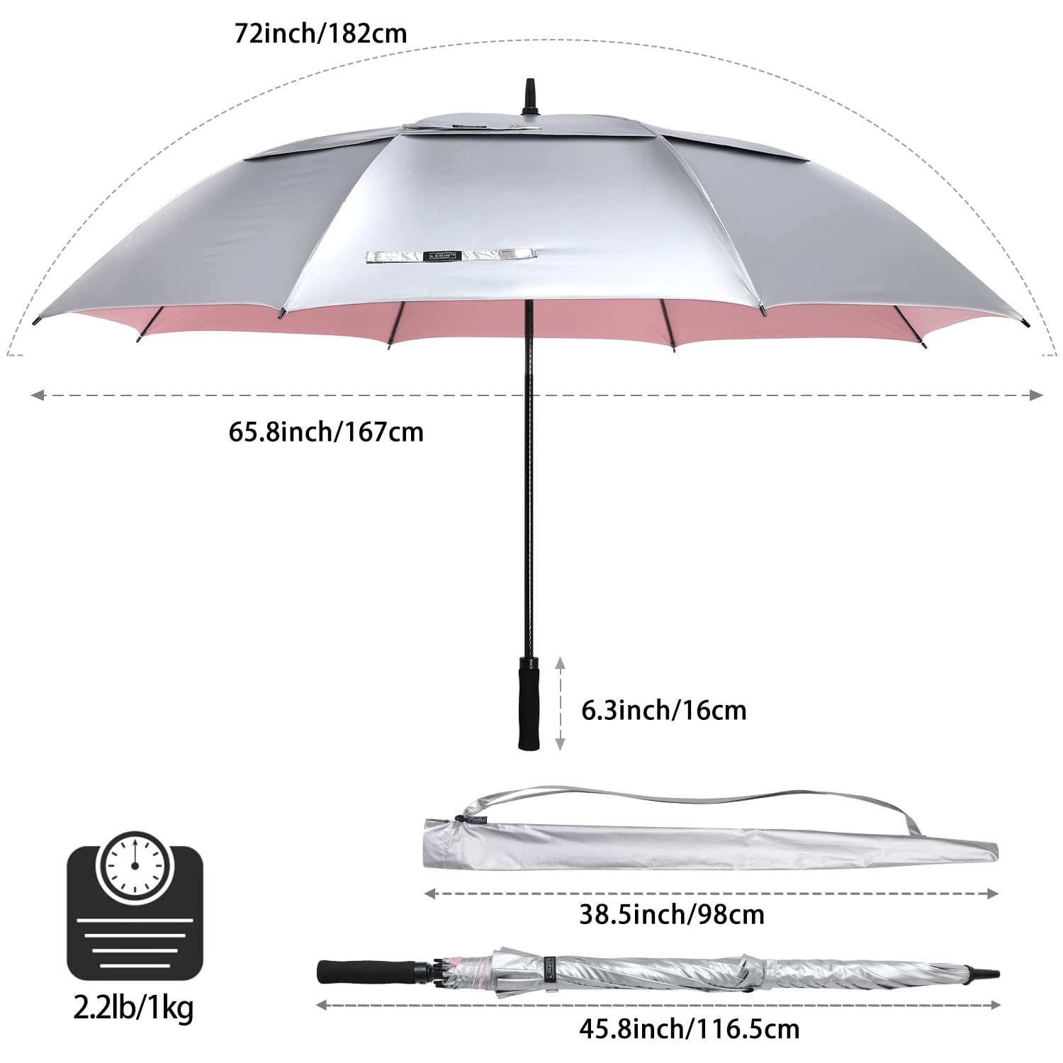 G4Free Activewear - G4Free 72 Inch Oversized Vented Double Canopy Umbrella for Family -D02V757A-D02V757B-D02V757E-D02V757C