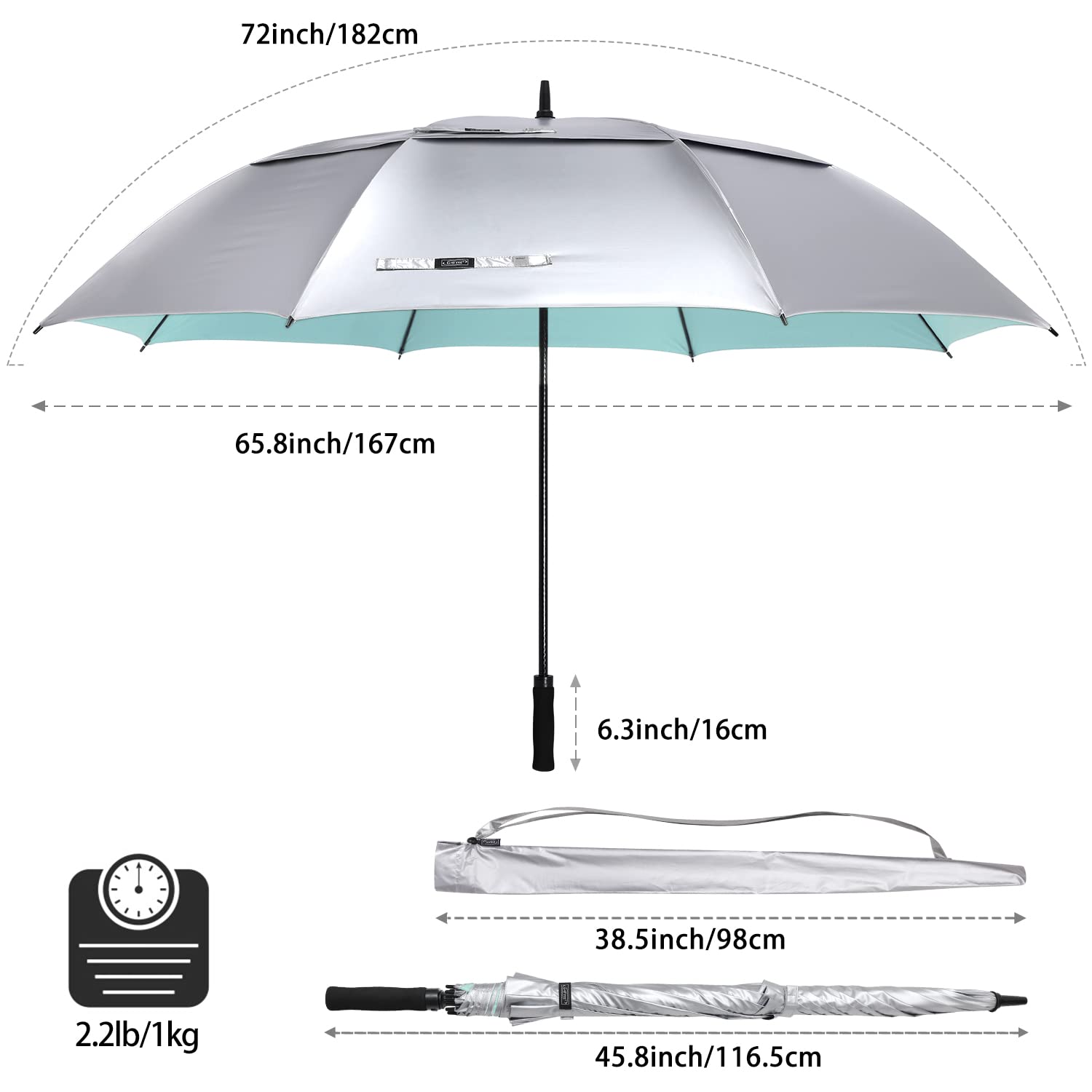 G4Free Activewear - G4Free 72 Inch Oversized Vented Double Canopy Umbrella for Family -D02V757A-D02V757B-D02V757E-D02V757C
