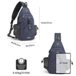 G4Free Activewear - G4Free Anti-Theft Canvas Sling Bag with USB Port -TN22B159A-TN22B159D-TN22B159C-TN22B159B-TN22B159F