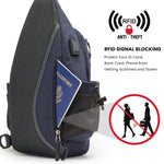 G4Free Activewear - G4Free Anti-Theft Canvas Sling Bag with USB Port -TN22B159A-TN22B159D-TN22B159C-TN22B159B-TN22B159F