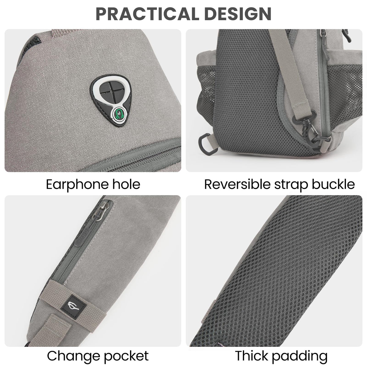 G4Free Activewear - G4Free Anti-Theft Canvas Sling Bag with USB Port -TN22B159A-TN22B159D-TN22B159C-TN22B159B-TN22B159F