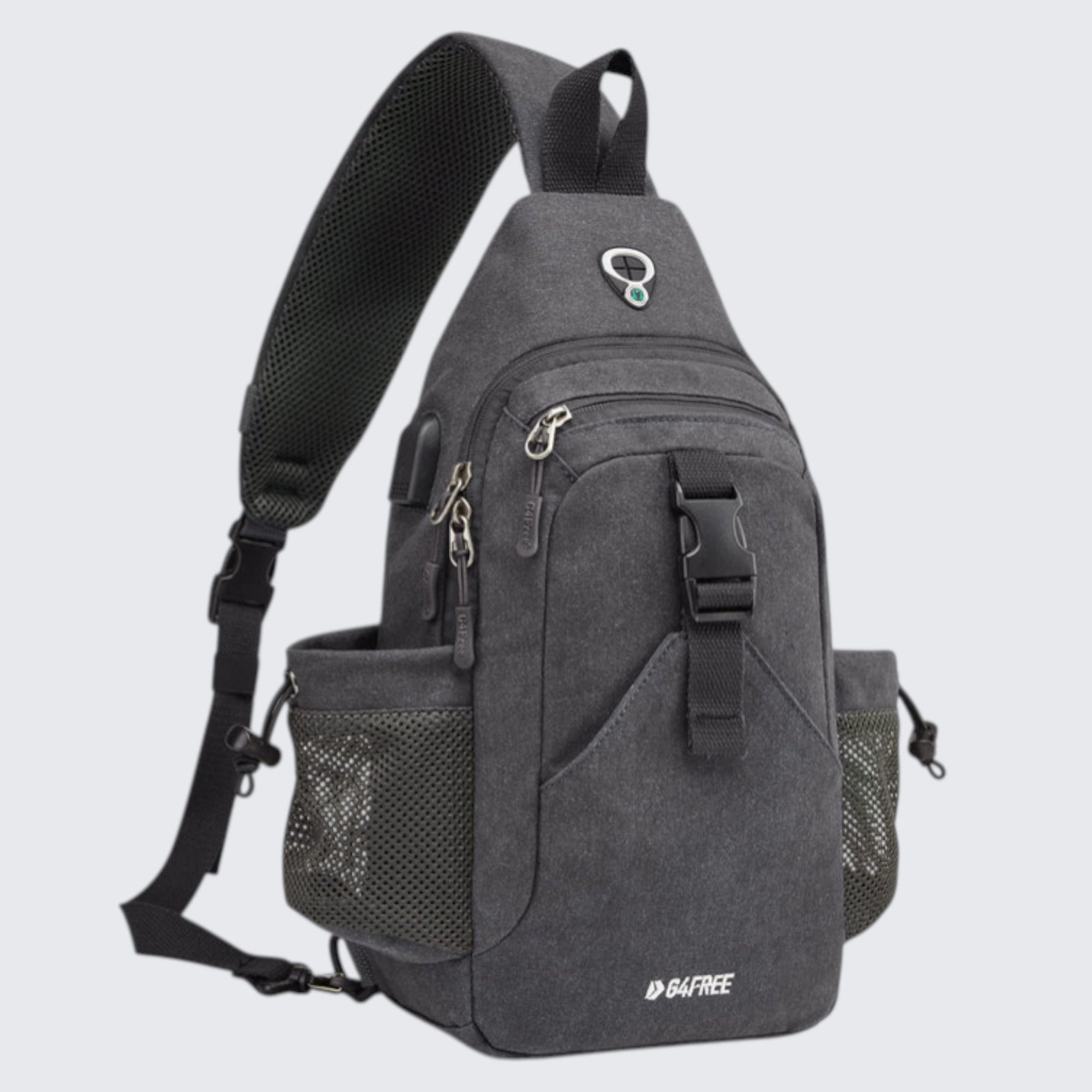 G4Free Activewear - G4Free Anti-Theft Canvas Sling Bag with USB Port -TN22B159A-TN22B159D-TN22B159C-TN22B159B-TN22B159F