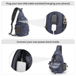 G4Free Activewear - G4Free Anti-Theft Canvas Sling Bag with USB Port -TN22B159C-TN22B159A-TN22B159D-TN22B159B-TN22B159F