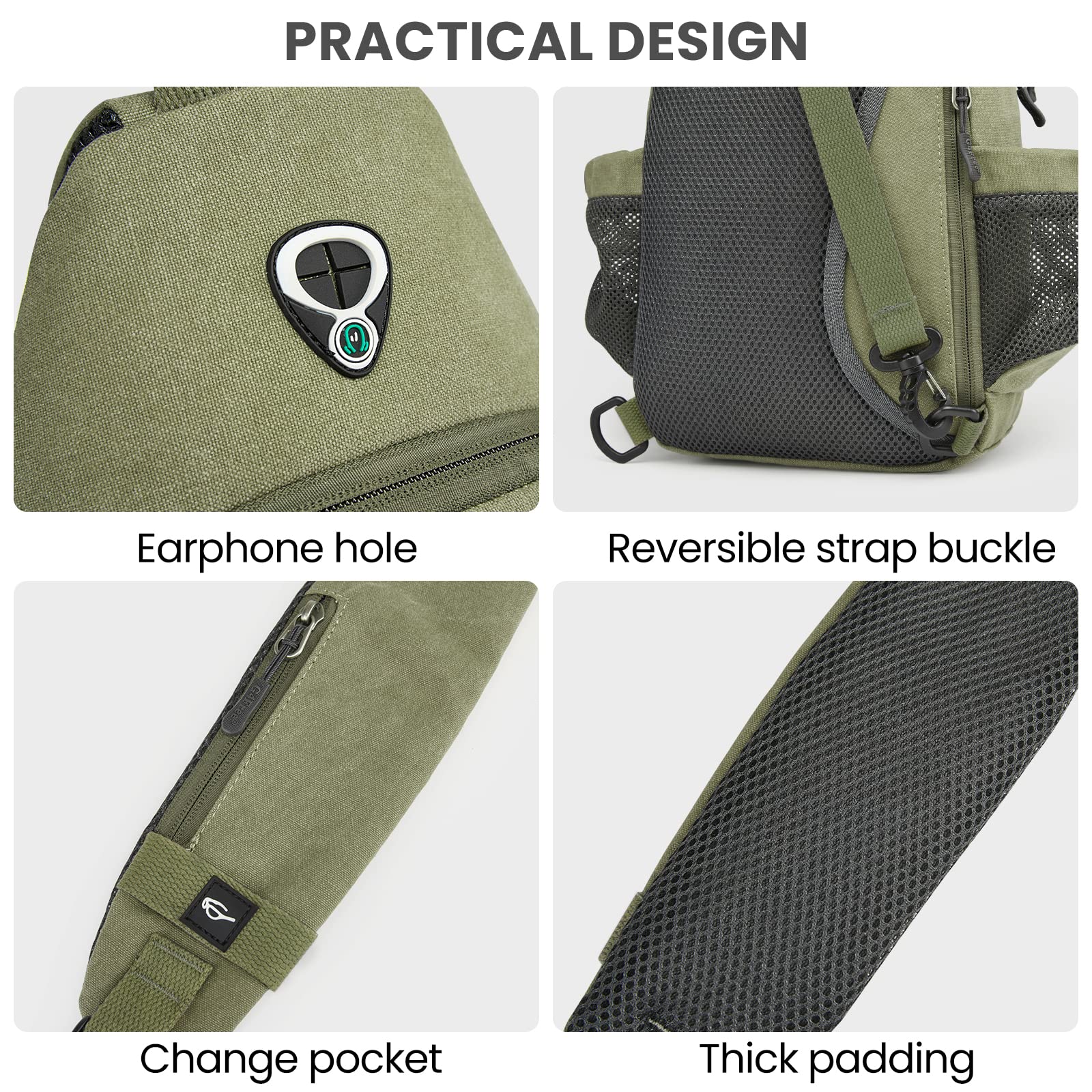 G4Free Activewear - G4Free Anti-Theft Canvas Sling Bag with USB Port -TN22B159C-TN22B159A-TN22B159D-TN22B159B-TN22B159F