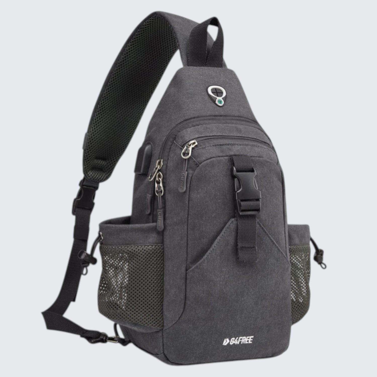 G4Free Activewear - G4Free Anti-Theft Canvas Sling Bag with USB Port -TN22B159C-TN22B159A-TN22B159D-TN22B159B-TN22B159F