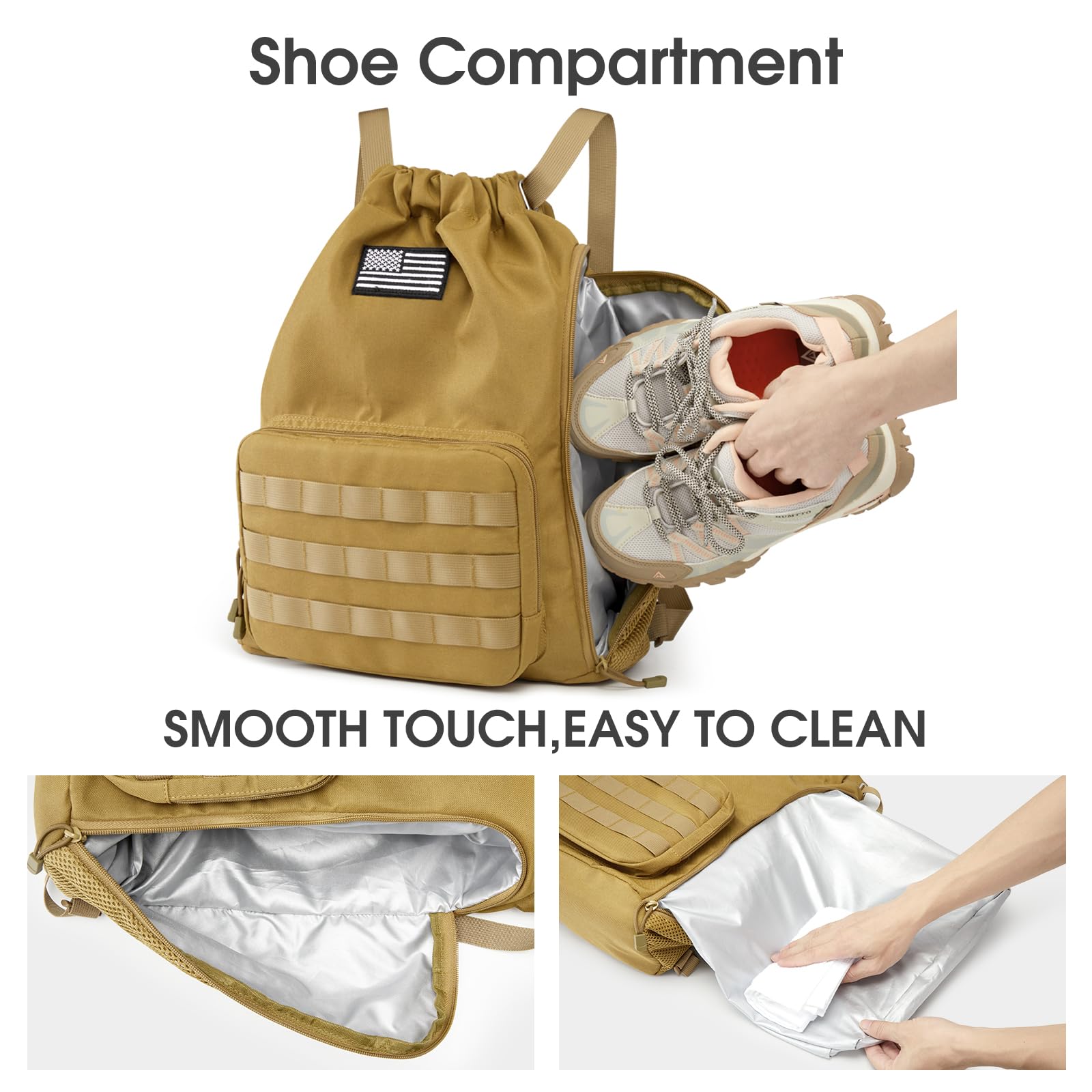 G4Free Activewear - G4Free Drawstring Backpack Sports Gym Bag with Shoes Compartment -TN23B194C-TN23B194B