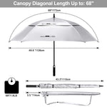 G4Free Activewear - G4Free Extra Large Golf Umbrella 62/68 inch Vented Square Umbrella -D02V717A-D02V717C-D02V717B-D02V717D-D02V717E