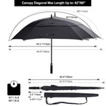 G4Free Activewear - G4Free Extra Large Golf Umbrella 62/68 inch Vented Square Umbrella -D02V717A-D02V717C-D02V717B-D02V717D-D02V717E