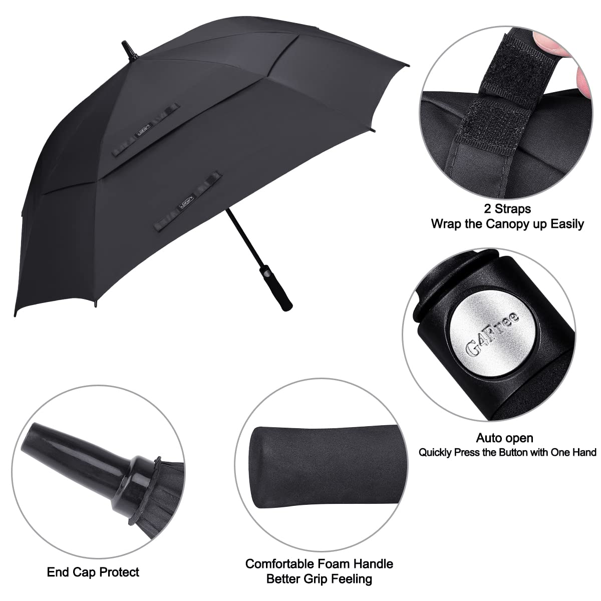 G4Free Activewear - G4Free Extra Large Golf Umbrella 62/68 inch Vented Square Umbrella -D02V717A-D02V717C-D02V717B-D02V717D-D02V717E