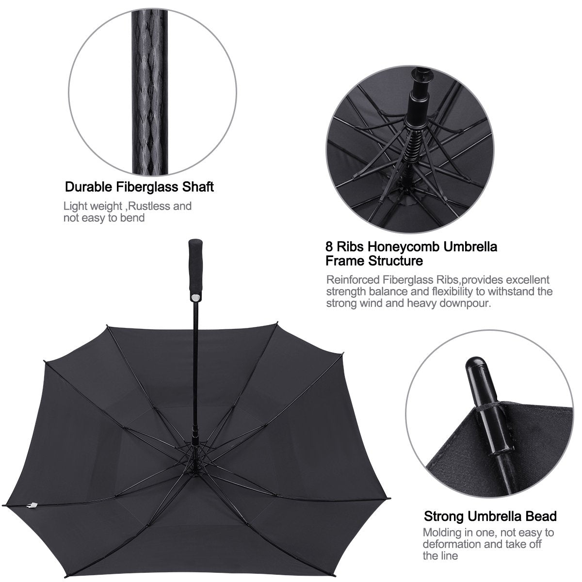 G4Free Activewear - G4Free Extra Large Golf Umbrella 62/68 inch Vented Square Umbrella -D02V717A-D02V717C-D02V717B-D02V717D-D02V717E