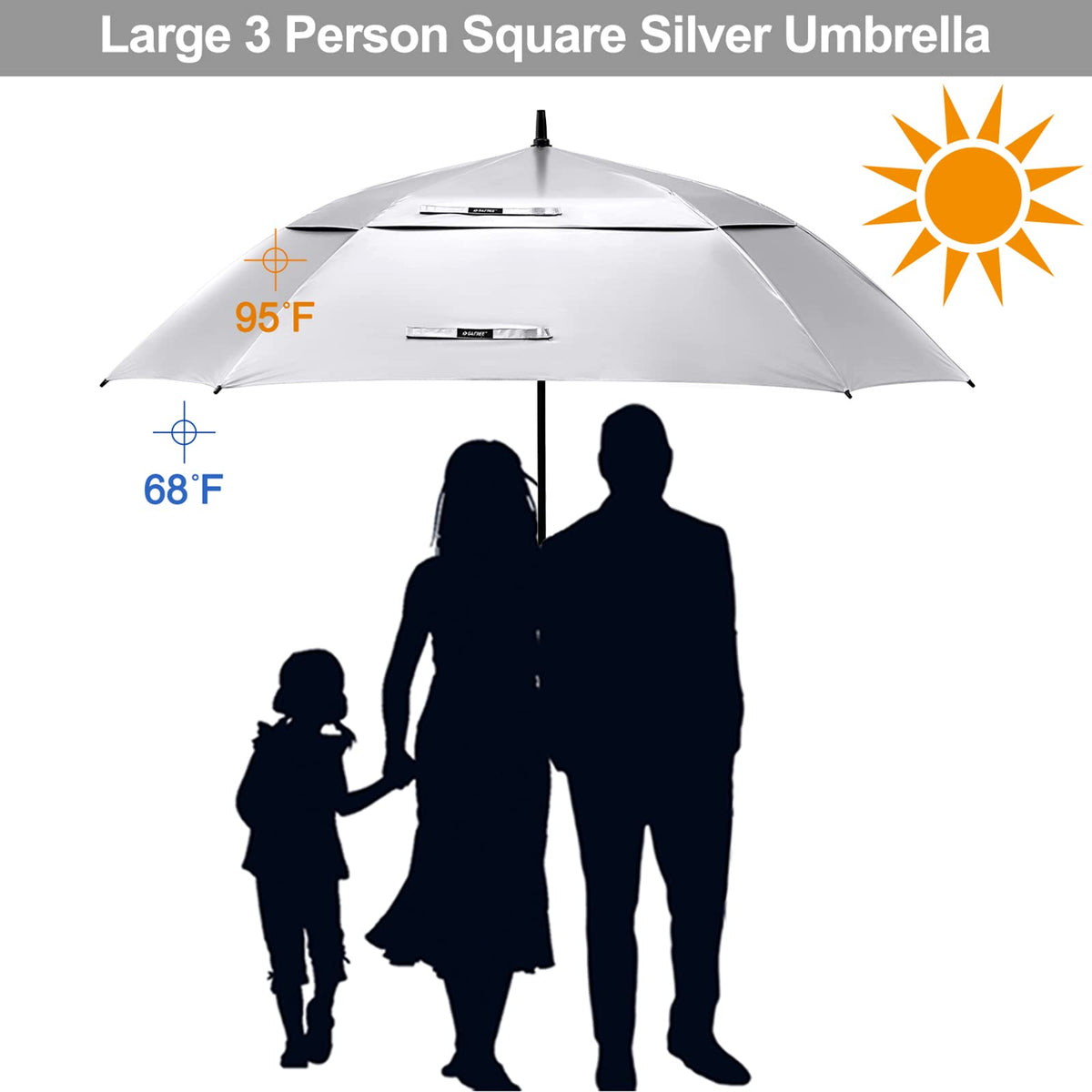 G4Free Activewear - G4Free Extra Large Golf Umbrella 62/68 inch Vented Square Umbrella -D02V717A-D02V717C-D02V717B-D02V717D-D02V717E