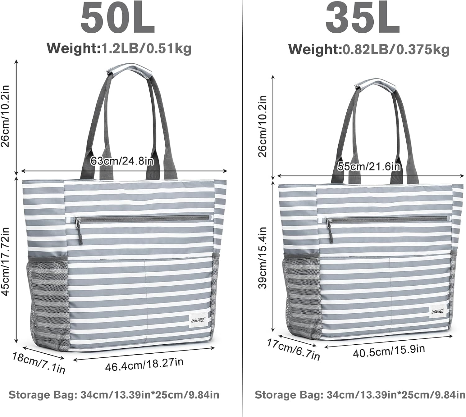 G4Free Activewear - G4Free Foldable Waterproof Sandproof Tote Beach Bag -TN23B270C-TN24B463A-TN24B349A-TN23B270B-TN24B463B