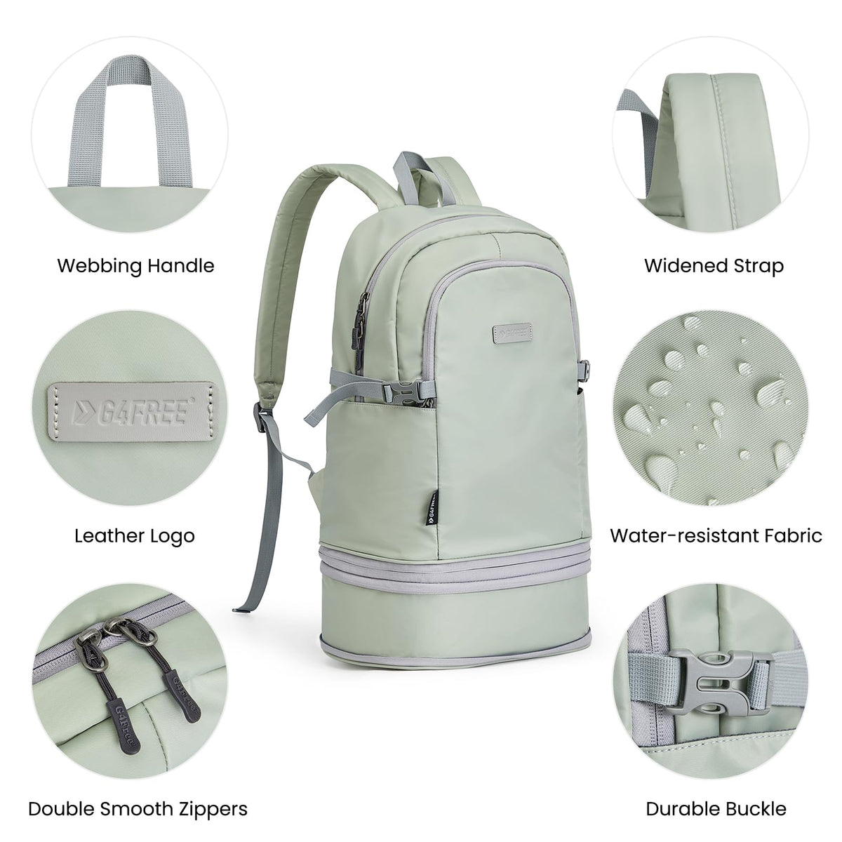 G4Free Activewear - G4Free Gym Backpack For Women with Shoes Compartment & Wet Pocket -TN23B238D-TN23B238A-TN23B238B-TN23B238C