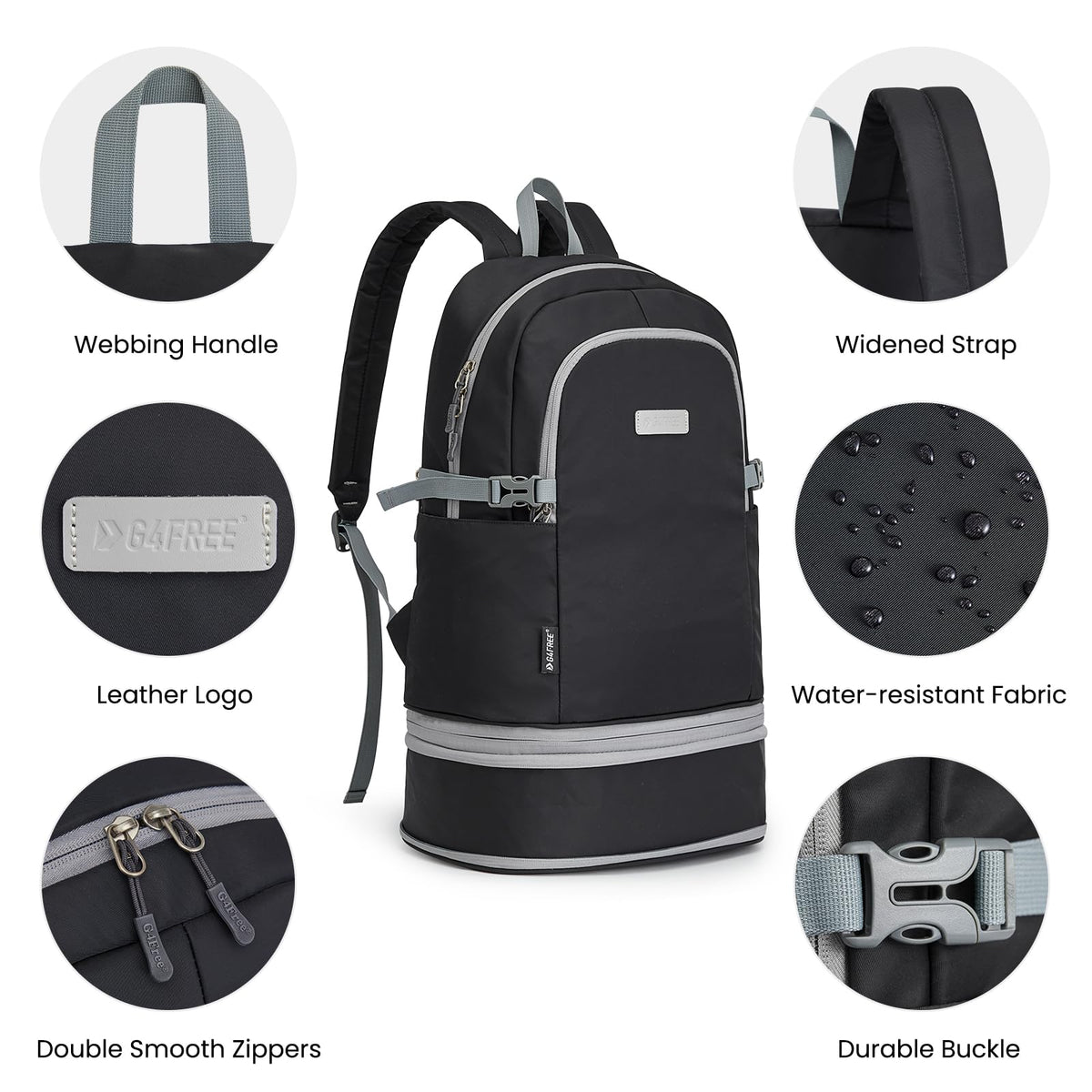 G4Free Activewear - G4Free Gym Backpack For Women with Shoes Compartment & Wet Pocket -TN23B238D-TN23B238A-TN23B238B-TN23B238C