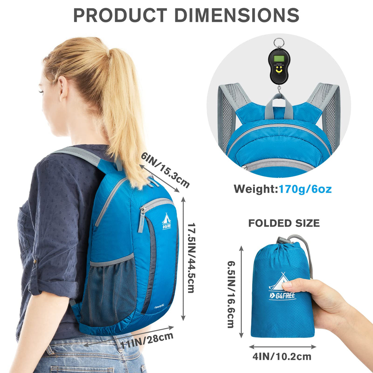 G4Free Activewear - G4Free Hiking Daypack Water Resistant Lightweight Packable Backpack -TN22B133A-TN22B133D-TN22B133B-TN22B133C