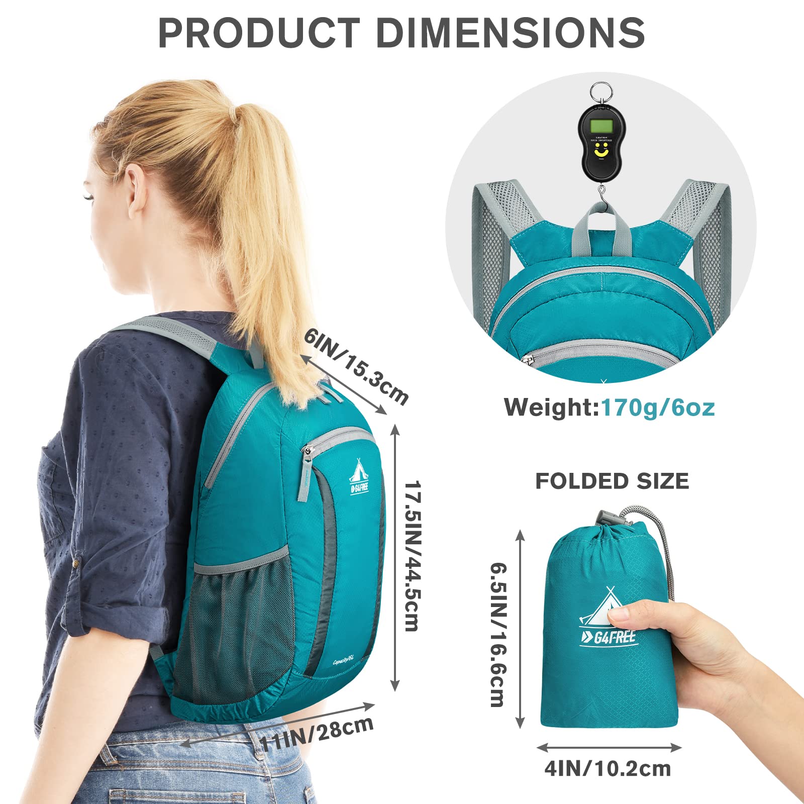 G4Free Activewear - G4Free Hiking Daypack Water Resistant Lightweight Packable Backpack -TN22B133A-TN22B133D-TN22B133B-TN22B133C