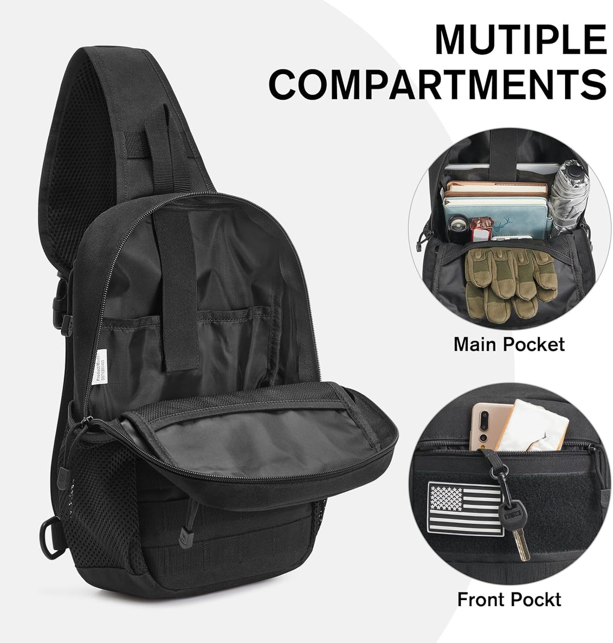 G4Free Activewear - G4Free Men Military Tactical Sling Bag -TN24B455A-TN24B455B