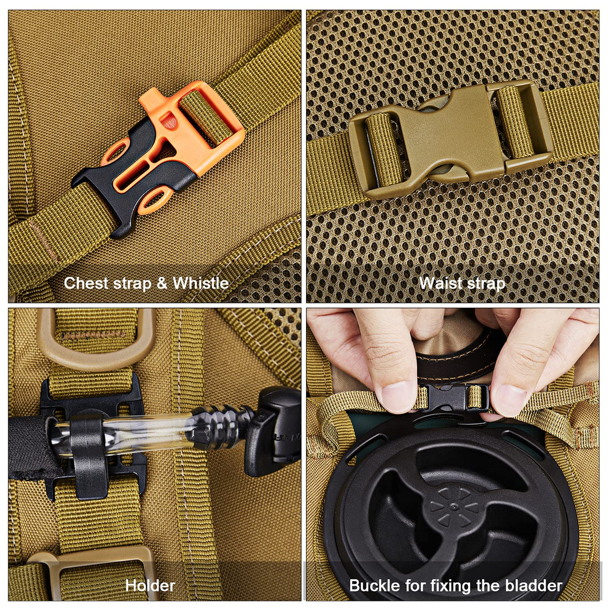 G4Free Activewear - G4Free Military Tactical Hydration Backpack with 3L Upgraded Bladder -D02V560A-D02V560B