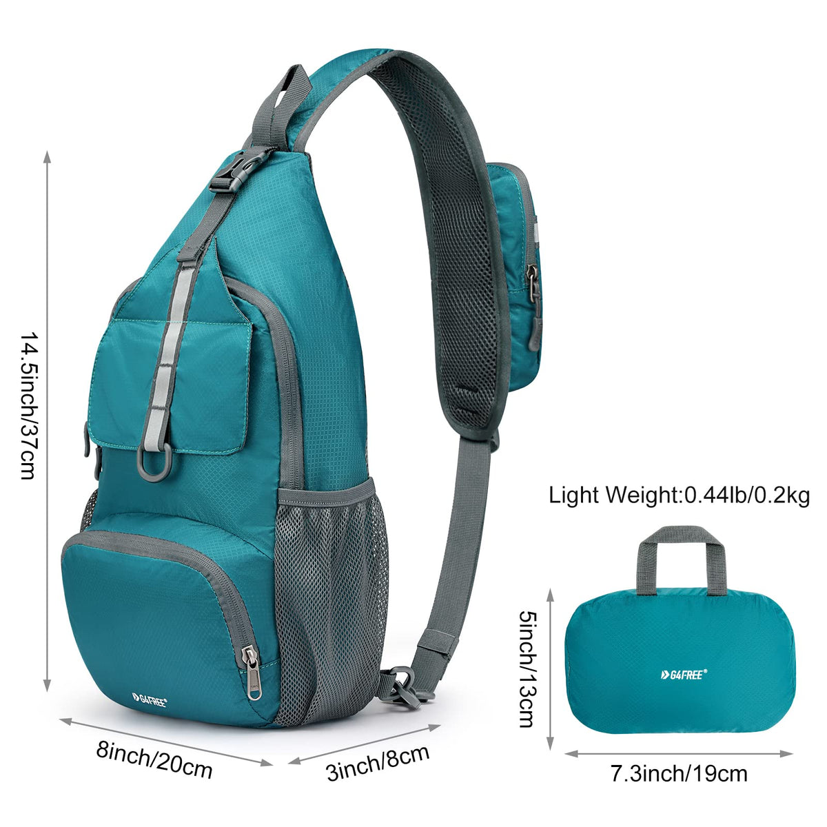 G4Free Activewear - G4Free Packable Crossbody Sling Backpack -TN21B007A-TN21B007D-TN21B007B-TN21B007E-TN21B007C