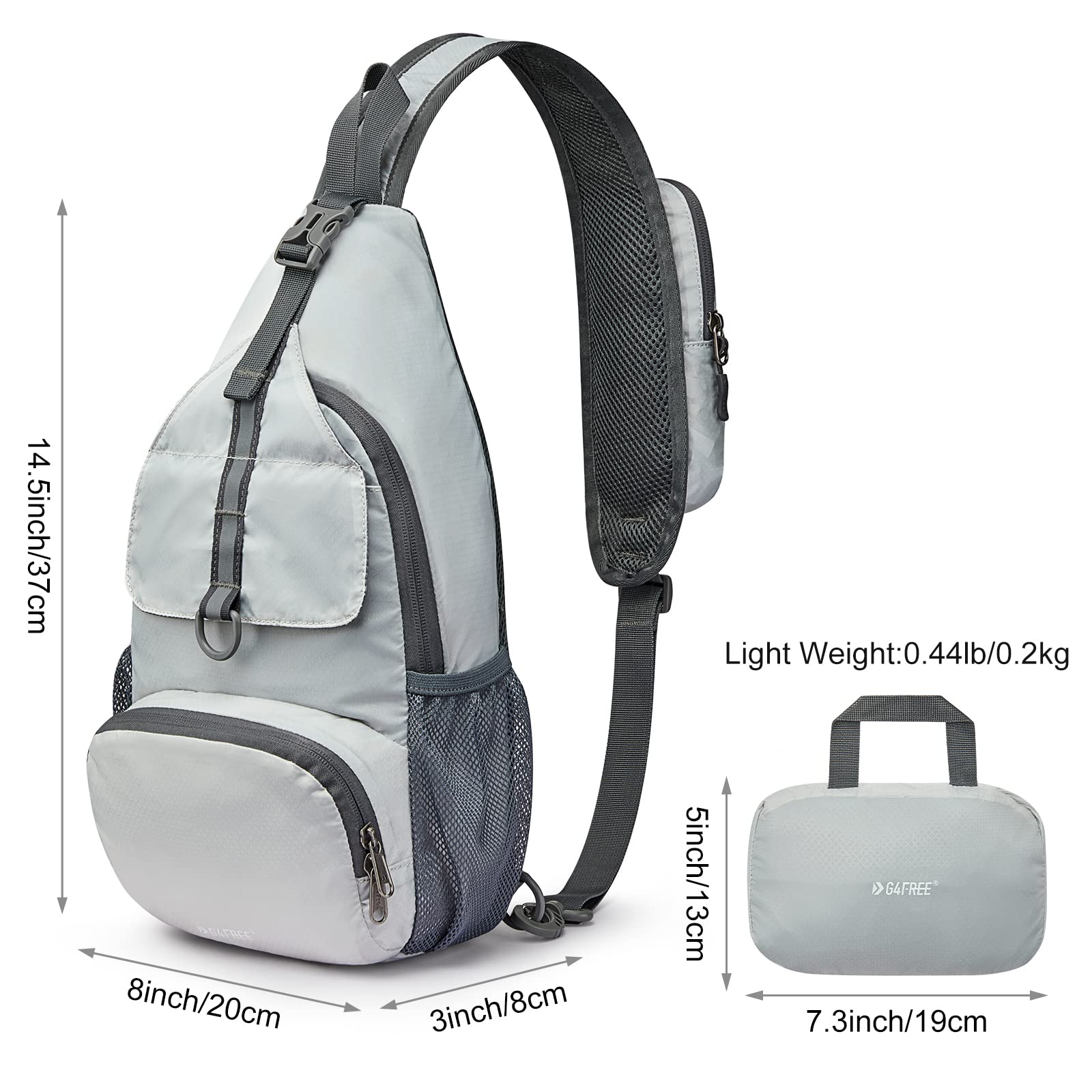G4Free Activewear - G4Free Packable Crossbody Sling Backpack -TN21B007A-TN21B007D-TN21B007B-TN21B007E-TN21B007C