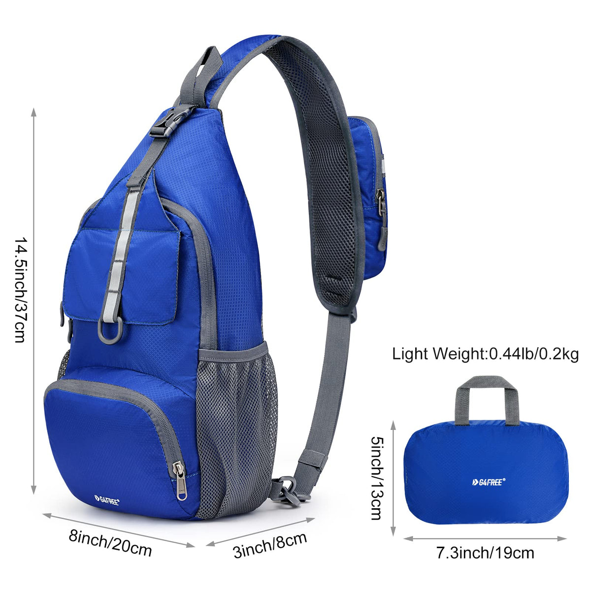 G4Free Activewear - G4Free Packable Crossbody Sling Backpack -TN21B007A-TN21B007D-TN21B007B-TN21B007E-TN21B007C