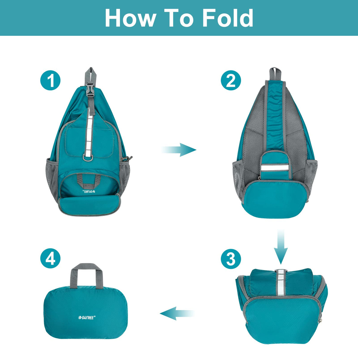 G4Free Activewear - G4Free Packable Crossbody Sling Backpack -TN21B007A-TN21B007D-TN21B007B-TN21B007E-TN21B007C