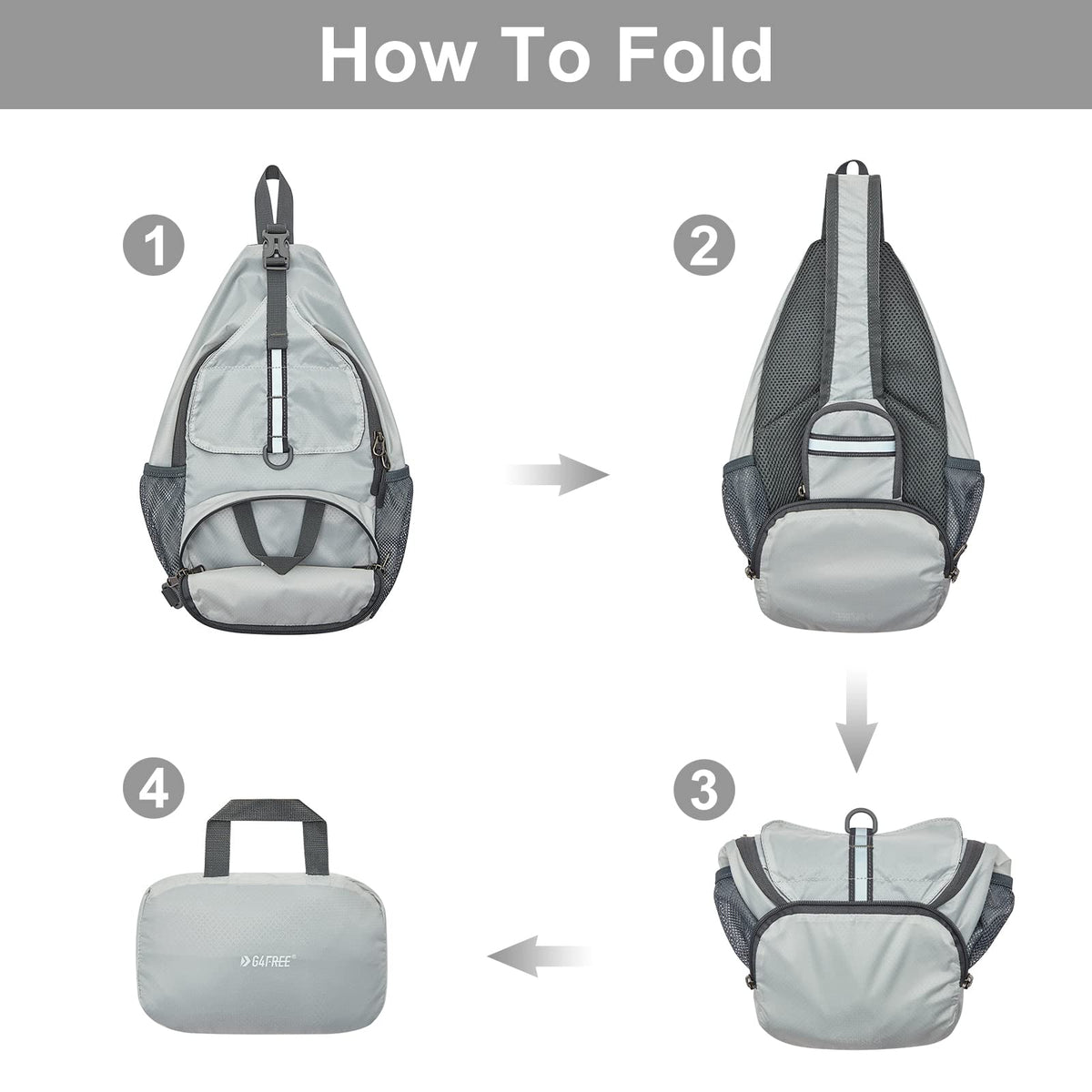 G4Free Activewear - G4Free Packable Crossbody Sling Backpack -TN21B007A-TN21B007D-TN21B007B-TN21B007E-TN21B007C