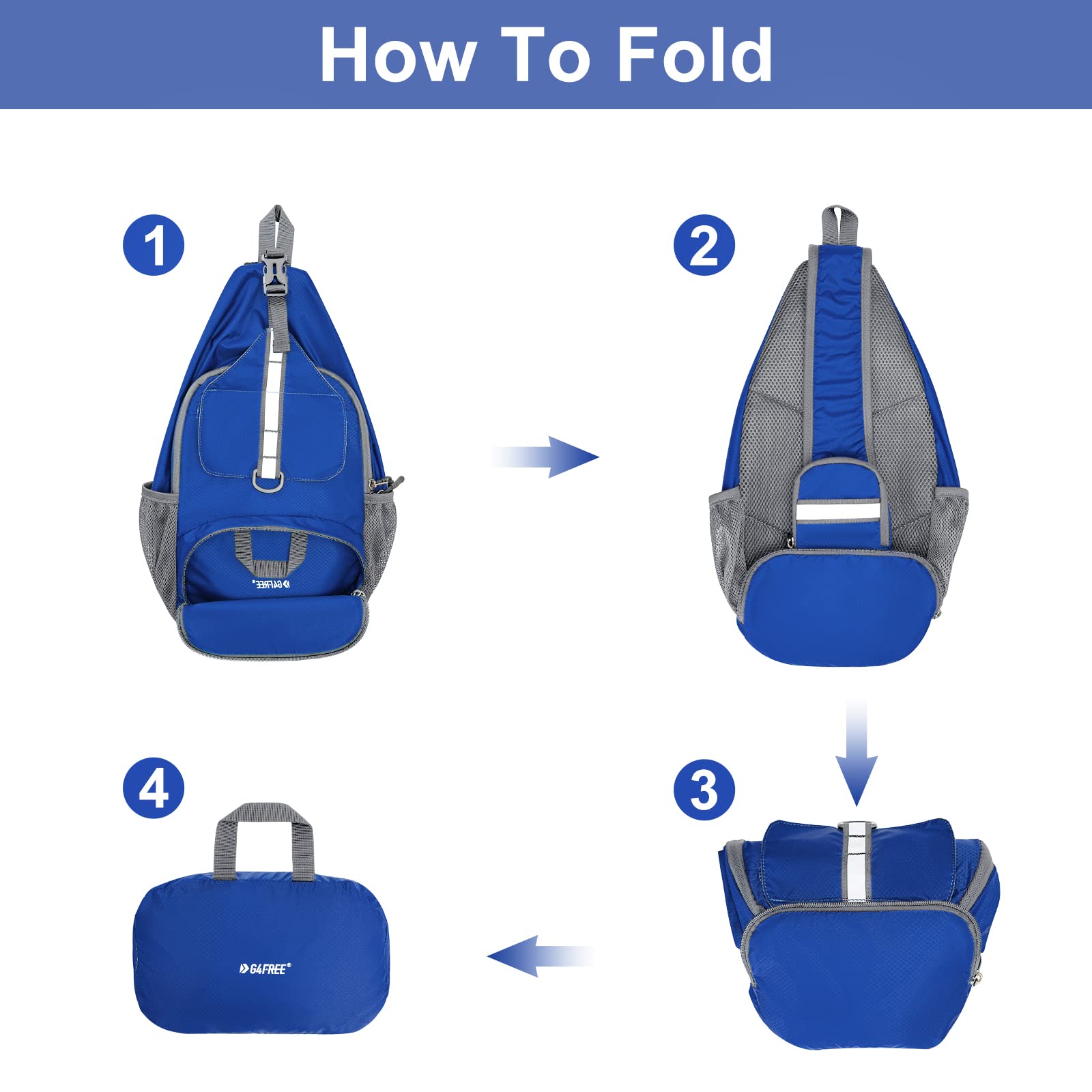 G4Free Activewear - G4Free Packable Crossbody Sling Backpack -TN21B007A-TN21B007D-TN21B007B-TN21B007E-TN21B007C