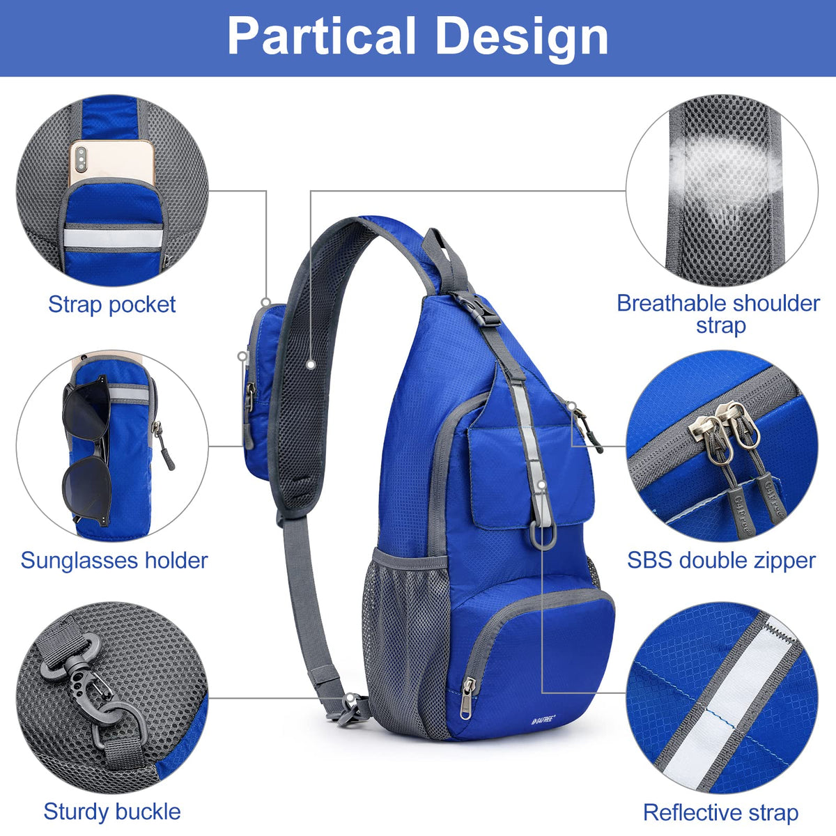 G4Free Activewear - G4Free Packable Crossbody Sling Backpack -TN21B007A-TN21B007D-TN21B007B-TN21B007E-TN21B007C